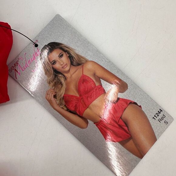 NWT Seven Til Midnight 2-Piece Satin Seduction Bralette Short Set STM11244 Small - Picture 3 of 6